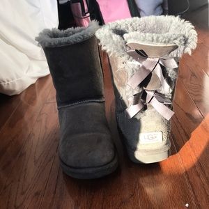 Grey Bailey Bow Ugg Boots